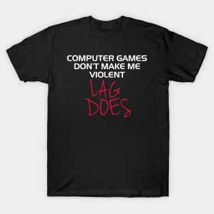 Computer Games Don't Make Me Violent Cool Gamer Typography Design T-Shirt